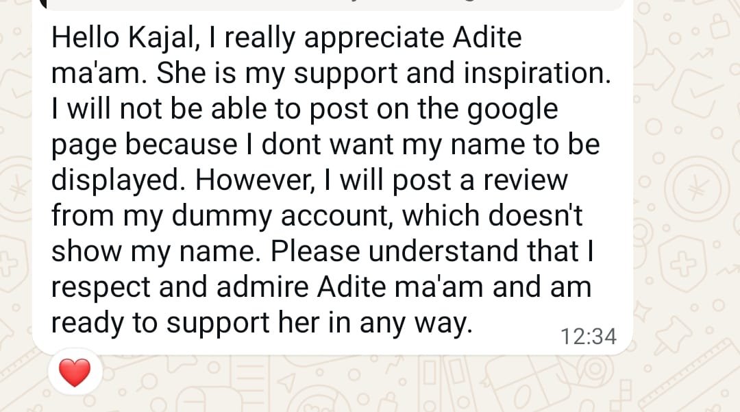 Client review for Adite Sareen